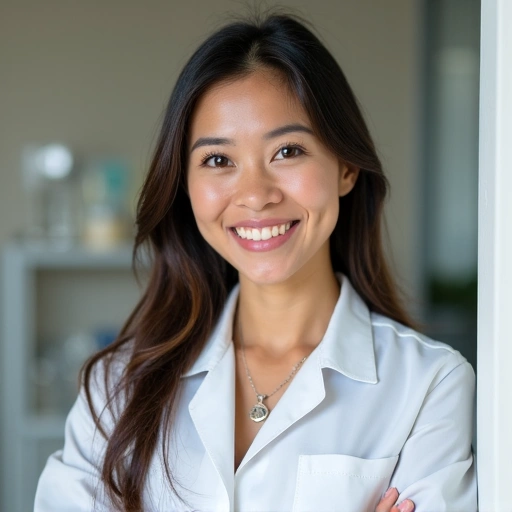 A portrait of a friendly and knowledgeable nutritionist, looking approachable and professional.